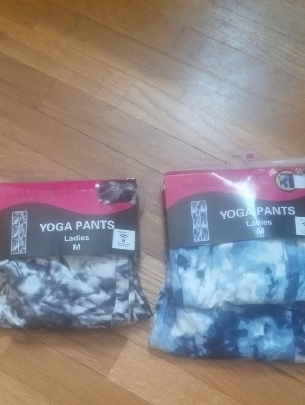 Yoga Pants Ladies M - Tie Dye Black/Gray & Blue/White (2 Pack) NWT